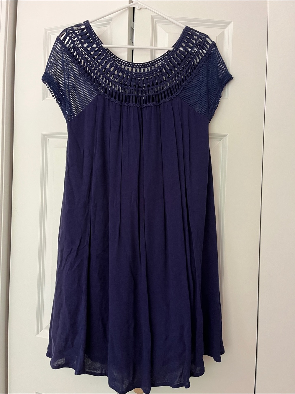 Women’s Crochet Yoke Navy Beach cover up
